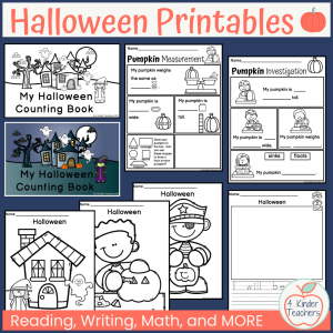 Fun Halloween worksheets for kindergarten.
