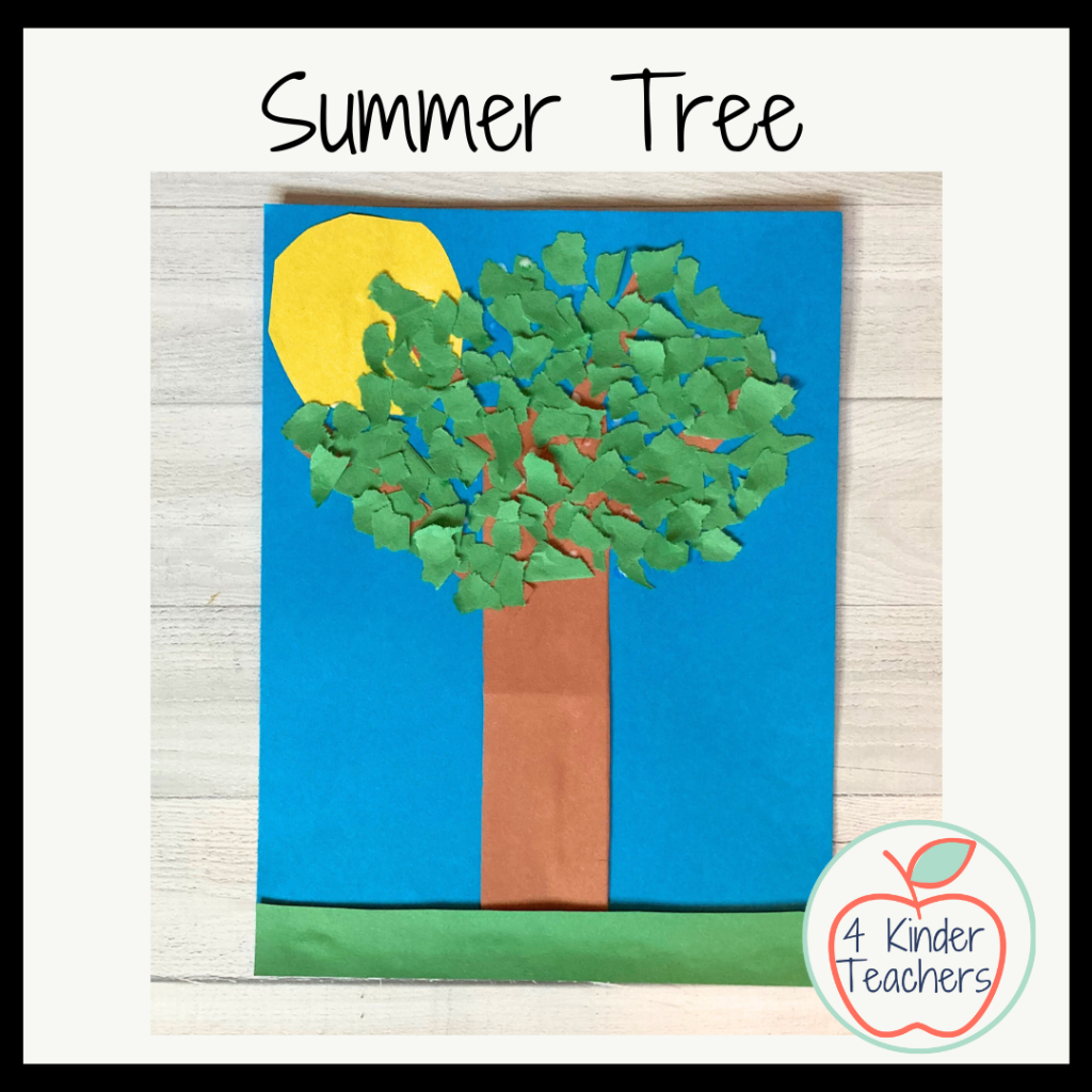 summer tree picture made with ripped construction paper