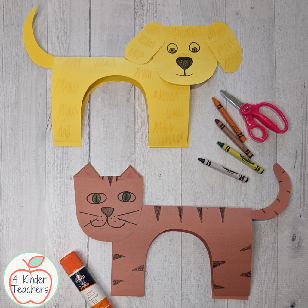 yellow dog and tabby cat craft for kids