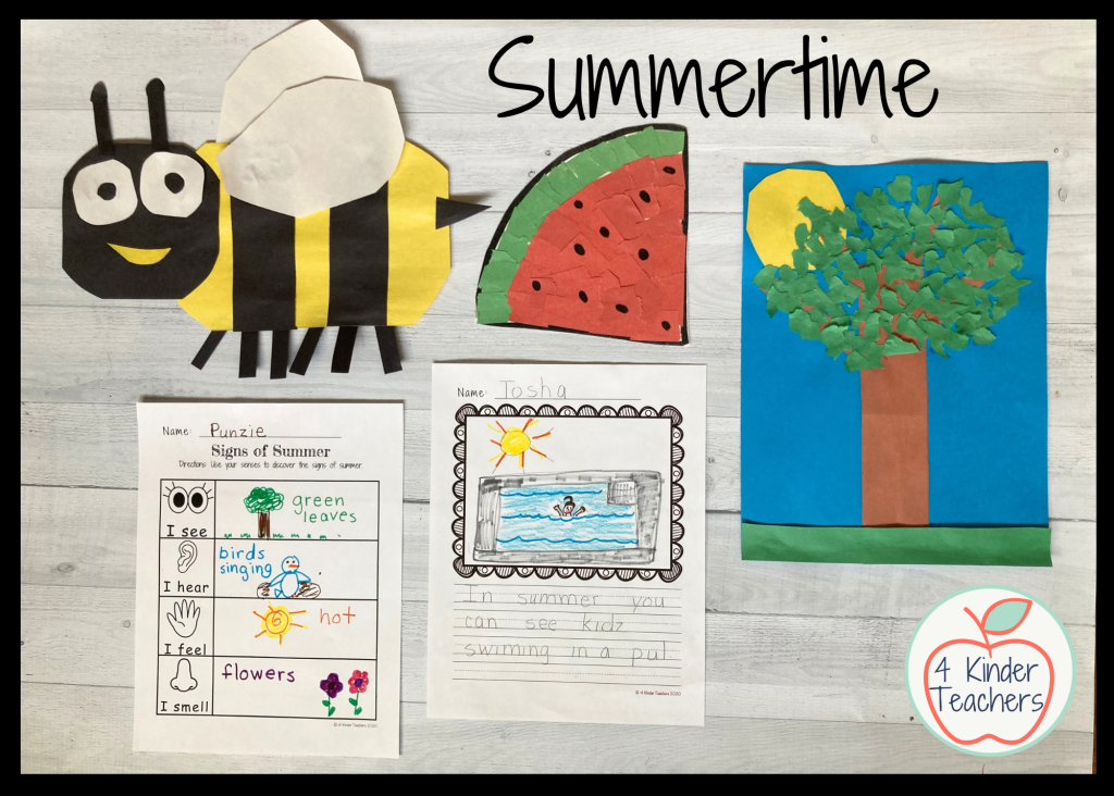 summer themed art and writing for kindergarten