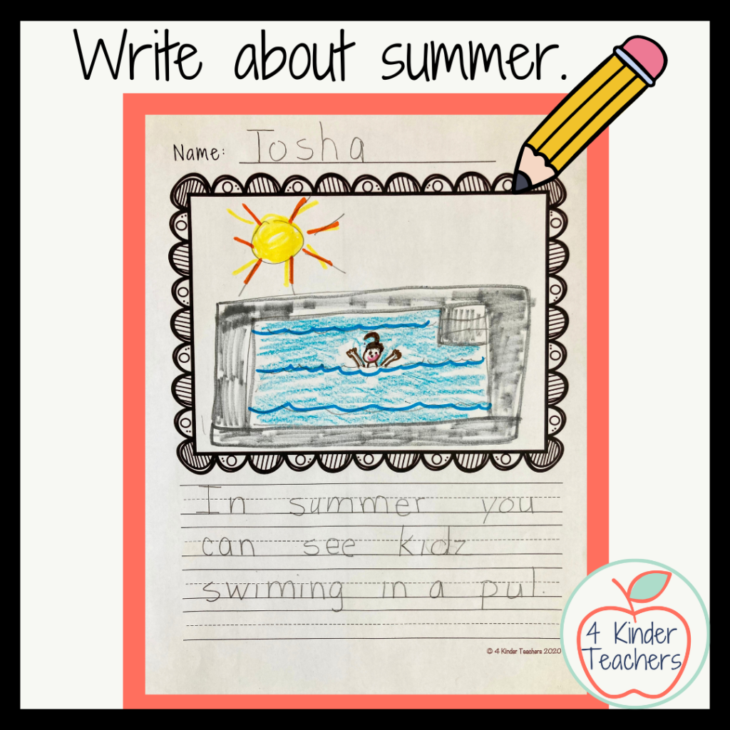 sample of kindergarten writing about summer