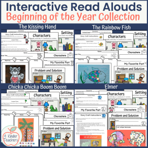 lesson plans, writing activities, and crafts that complement the books the Kissing Hand, The Rainbow Fish, Chicka Chicka Boom Boom and Elmer