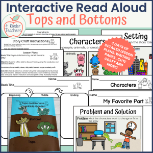 interactive read aloud for tops and bottoms with lesson plans, worksheets, anchor charts and a craft