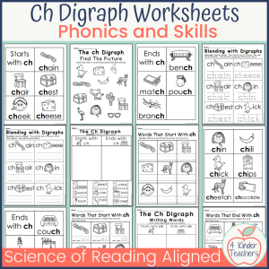 9 digraph worksheets intended for elementary students to practice the ch digraph