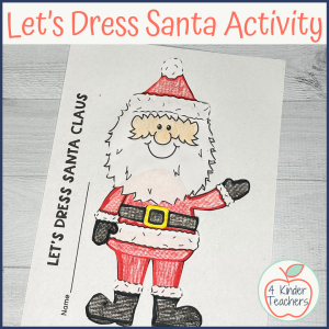 santa claus worksheet colored in red, white and black