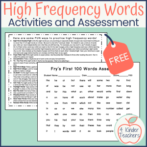 Frye's 100 high frequency word list to assess students and a list of acivities for students to practice sight words