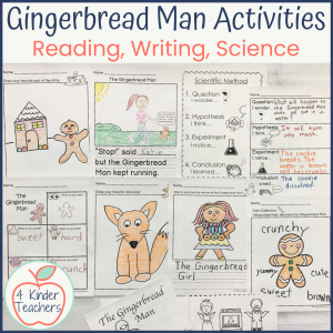worksheets that go with the gingerbread man books for reading, writing, and science
