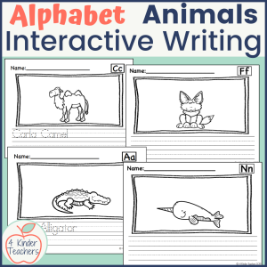 interactive writing worksheets for letters C, F, A, and N