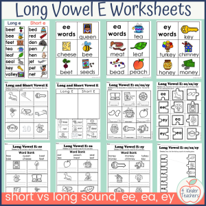 Long vowel worksheets that focus on long e
