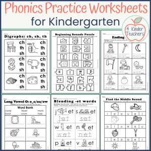 worksheets to help students practice phonics skills, like beginning, middle and ending sounds for cvc words, word families and more.