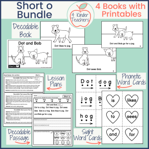 short o decodable story with book, passage, lesson plans, and targeted words