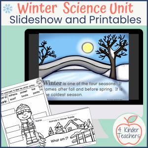 Kindergarten 4 day unit on Winter slideshow and printables