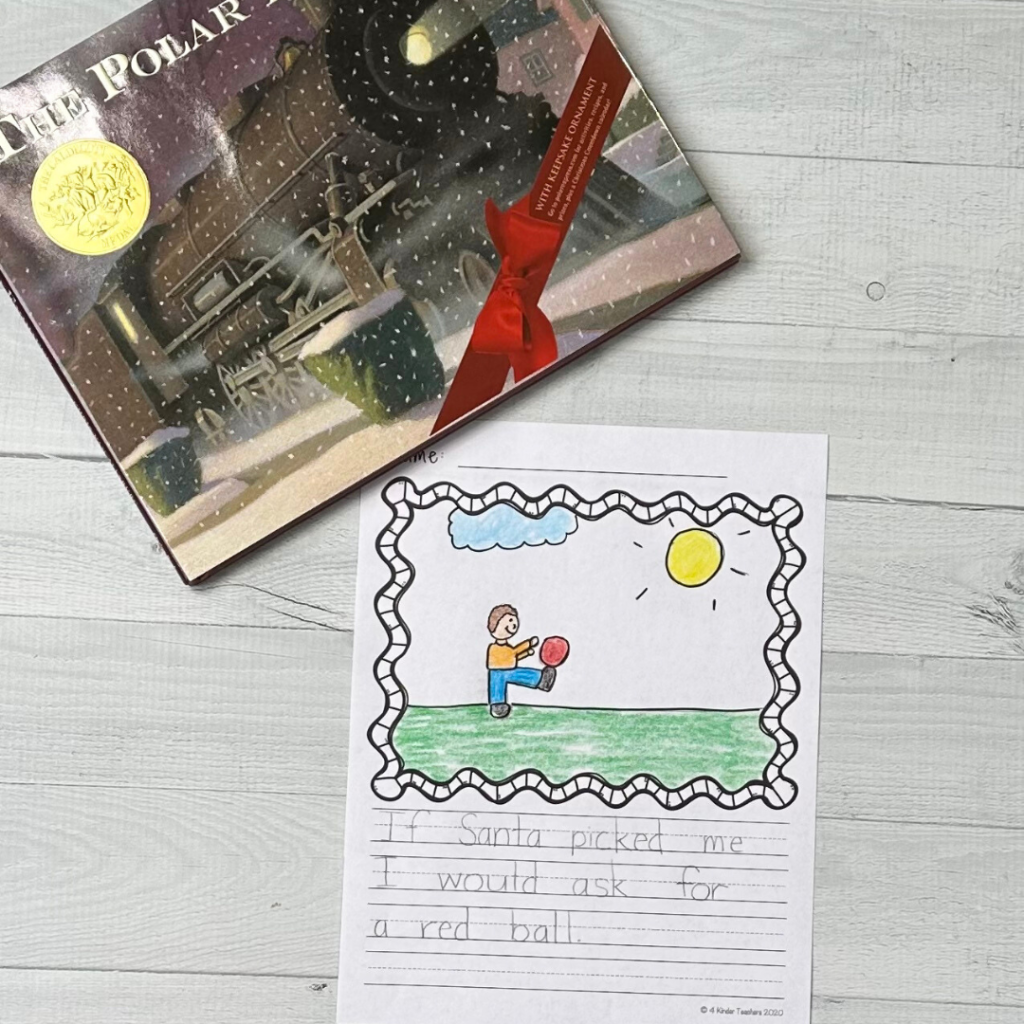 the polar express writing page with the book